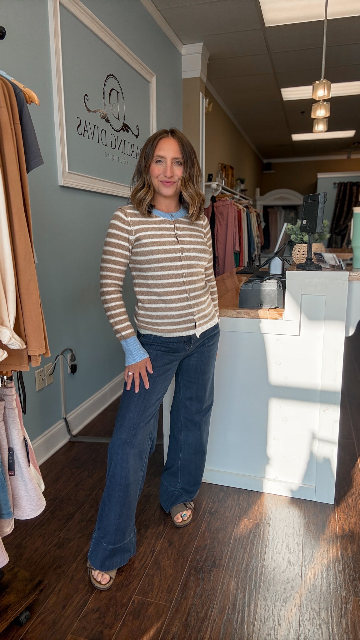 Taupe/Brown Marietta Cardigan
