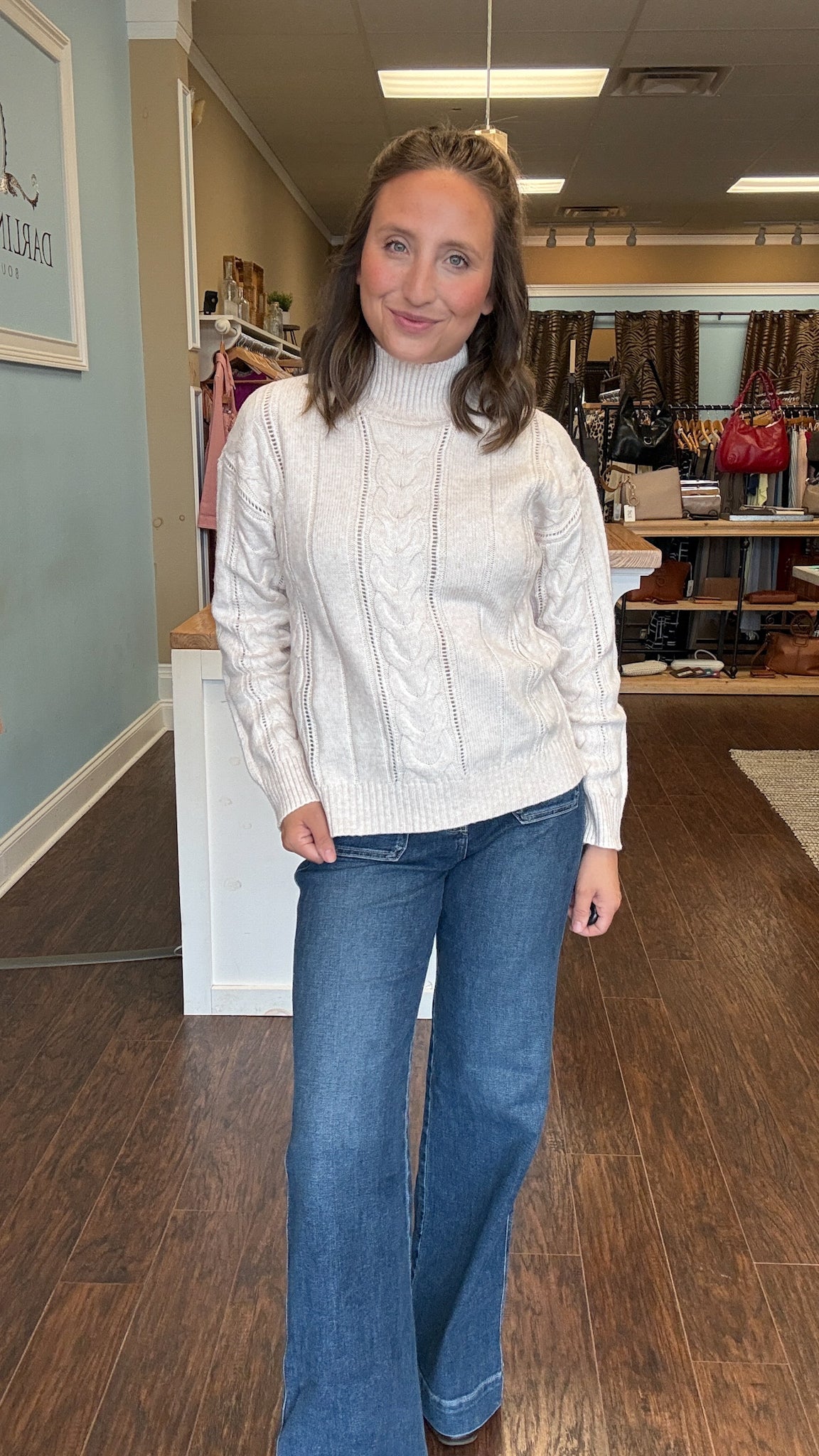 Opal Cable Turtleneck Sweater