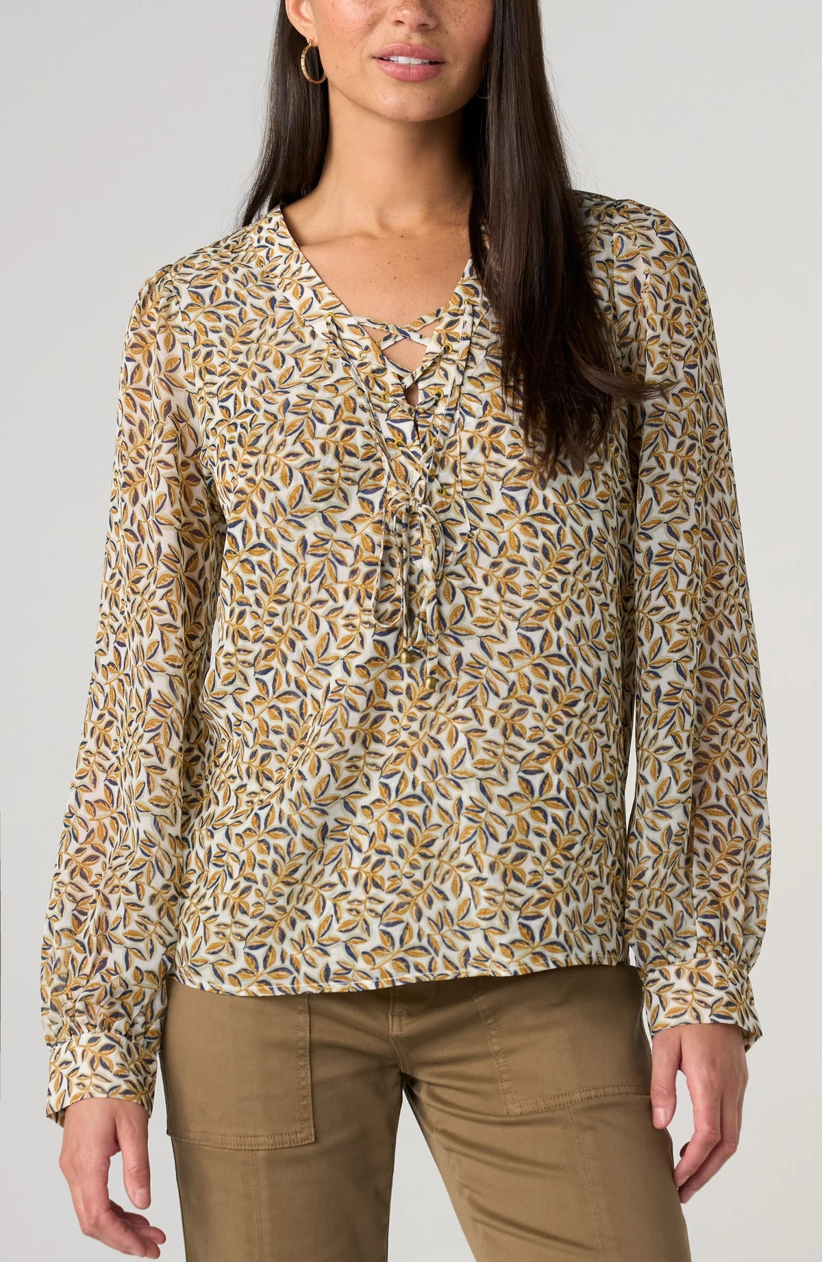 Gold Blue Multi Woven Blouse