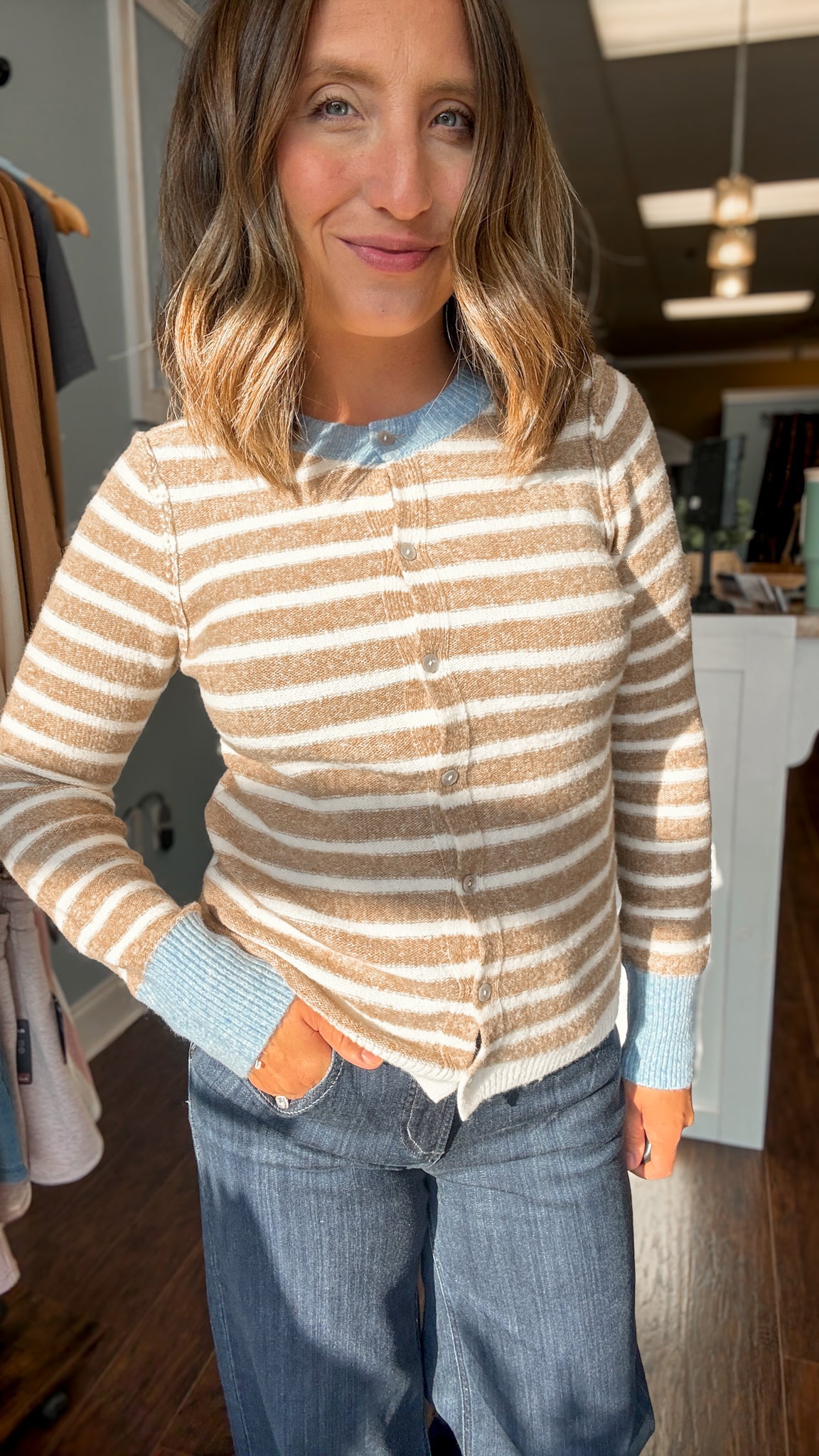 Taupe/Brown Marietta Cardigan