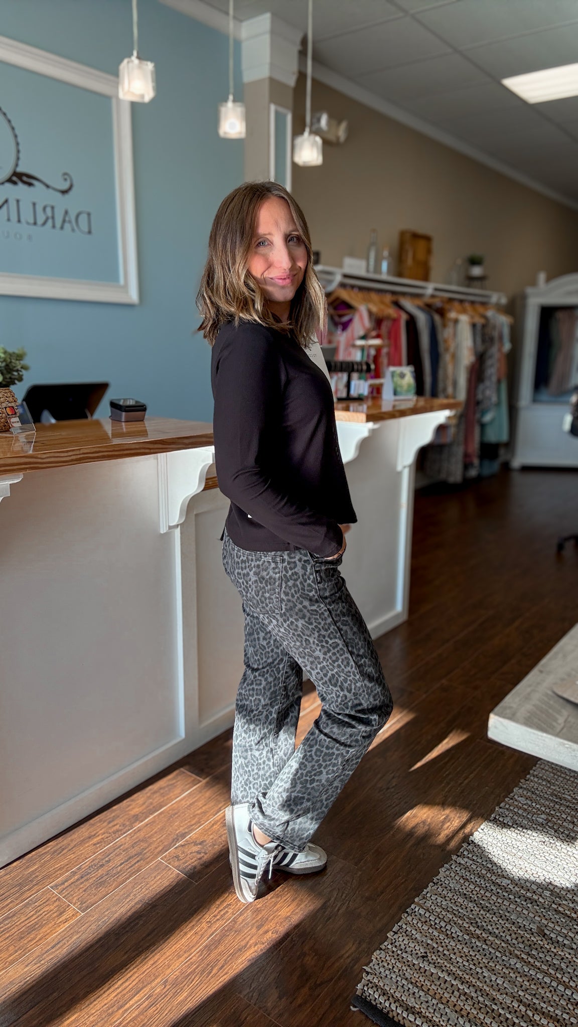 Charcoal Leopard Chelsea Boyfriend Jean
