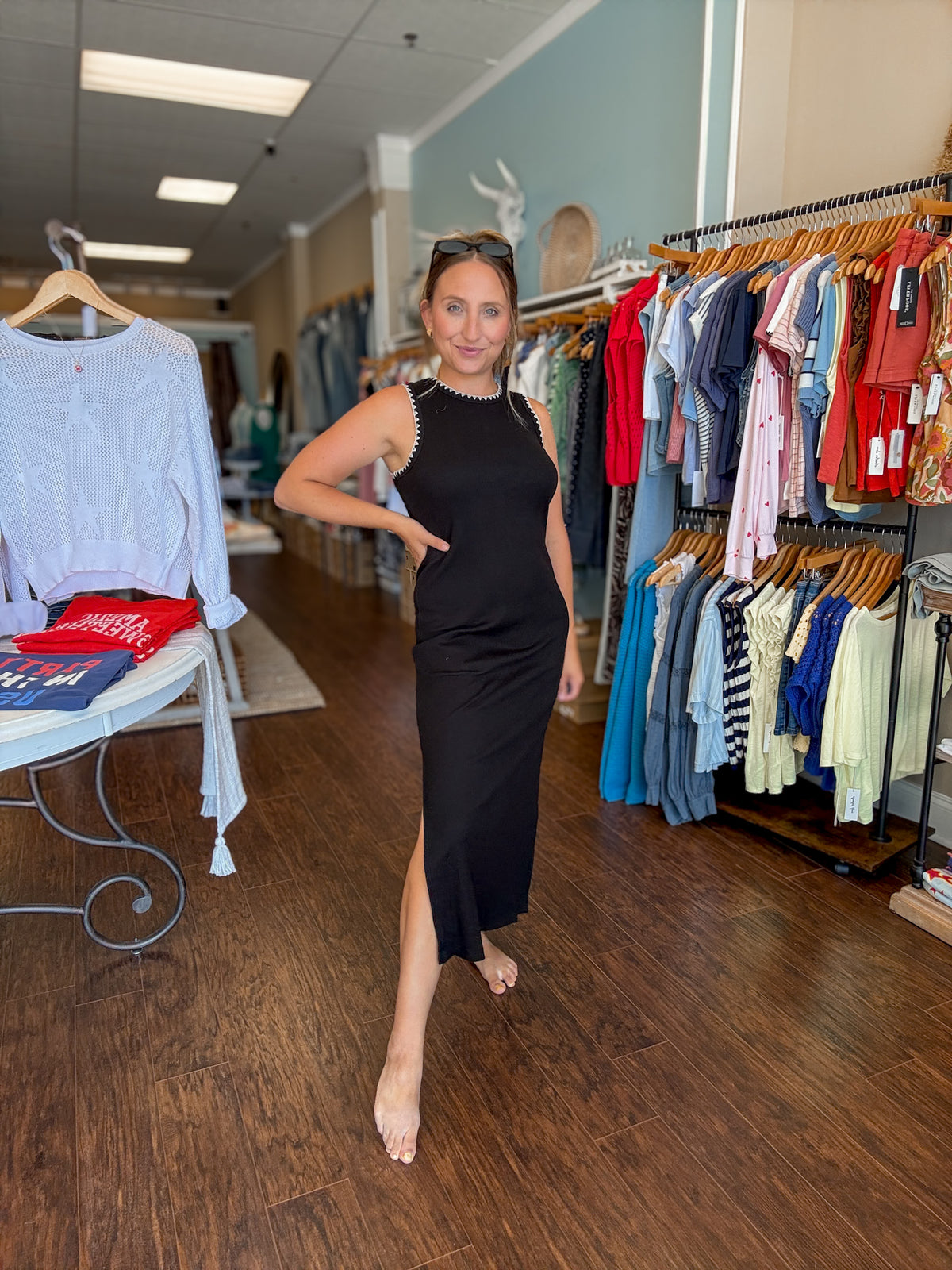 Black Leonora Dress with Stitching