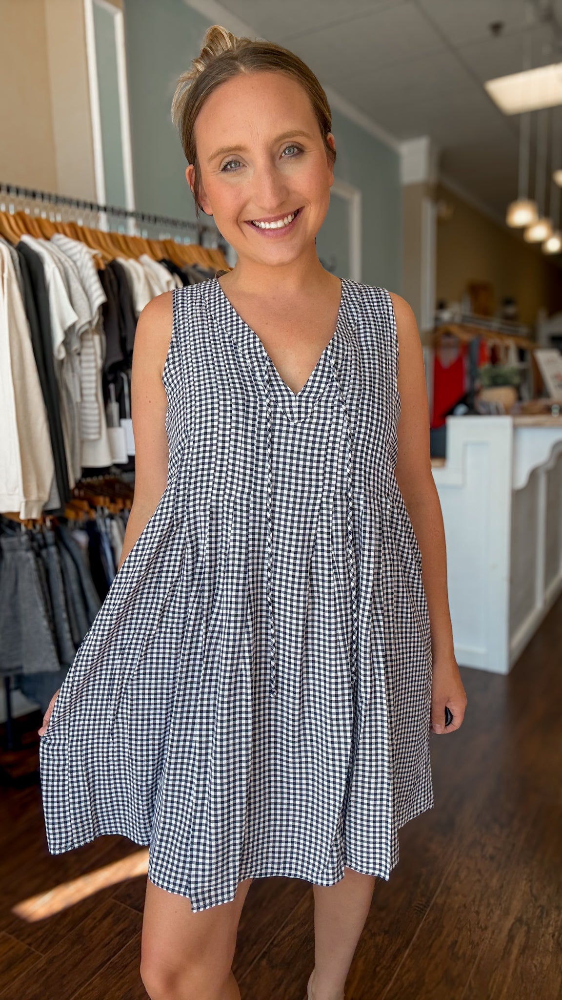 Navy Gingham Zoey Dress