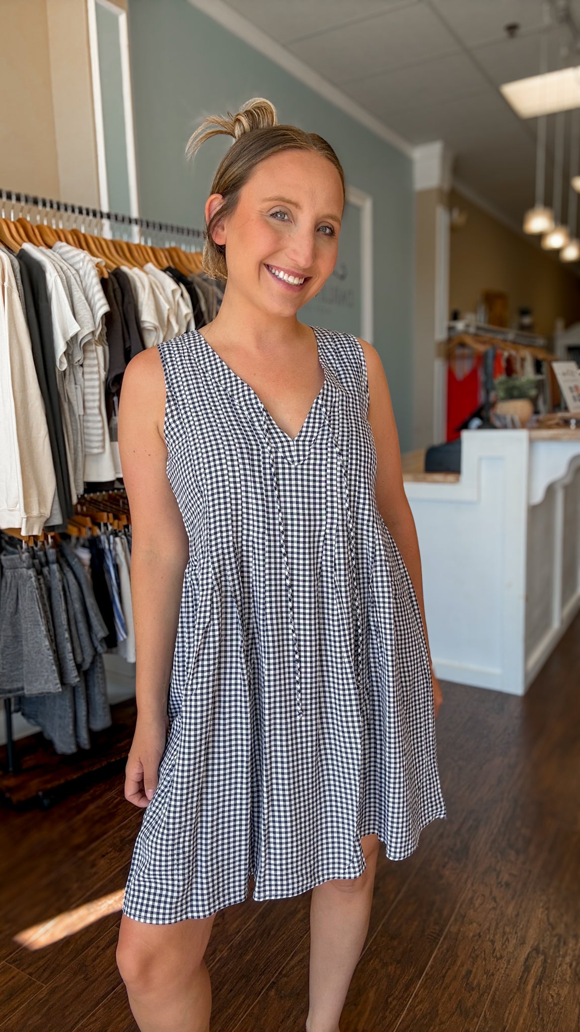Navy Gingham Zoey Dress