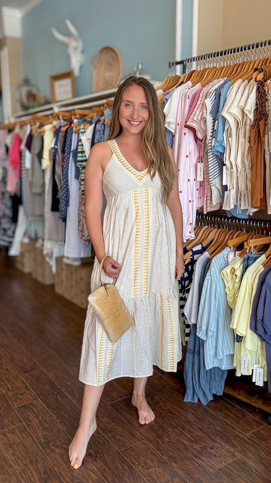 Cream Brown Midi Dress
