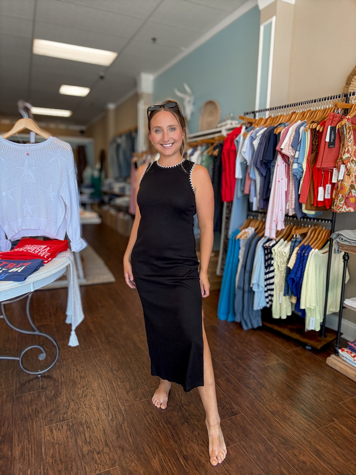 Black Leonora Dress with Stitching