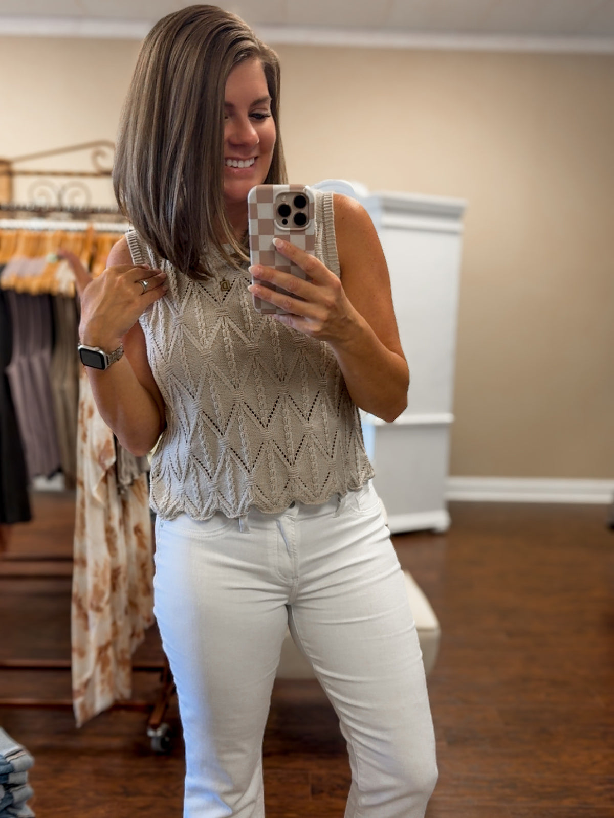 Beige Sweater Knit Vest