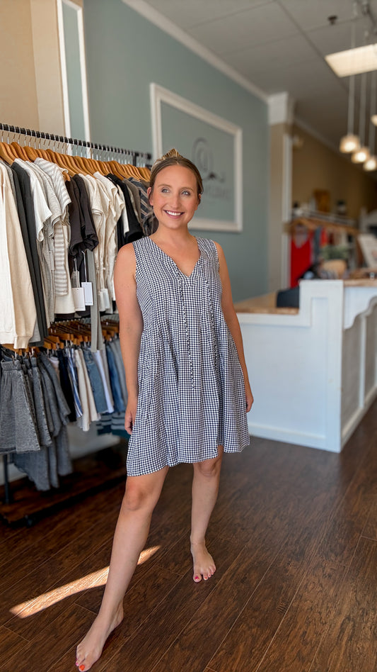 Navy Gingham Zoey Dress