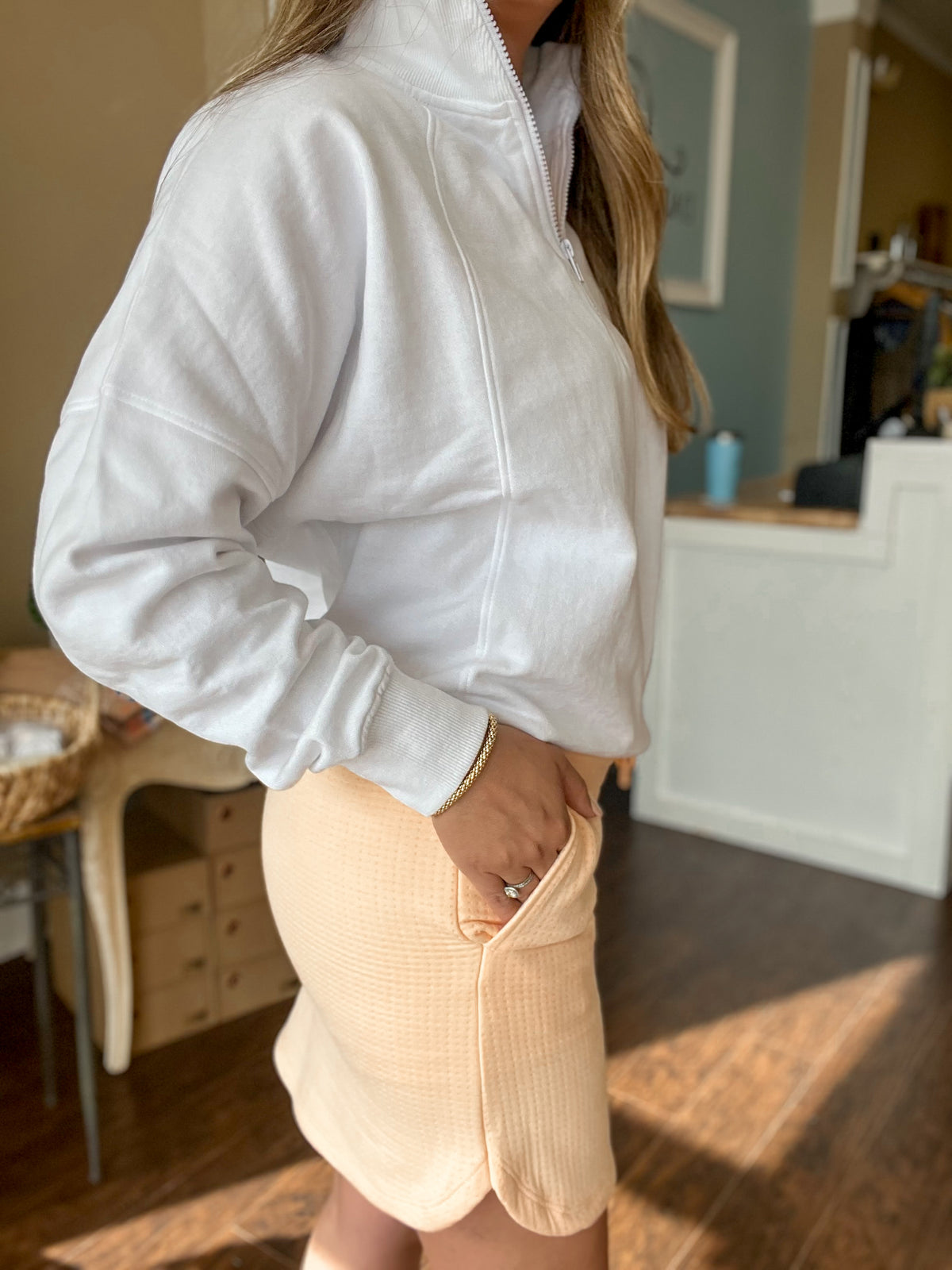 Light Peach Quilted Skort