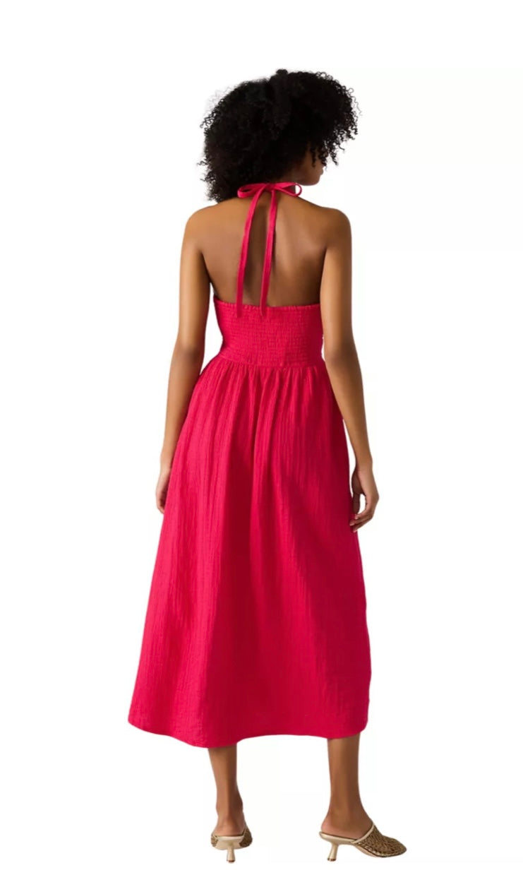 Cranberry Gauze Piper Dress