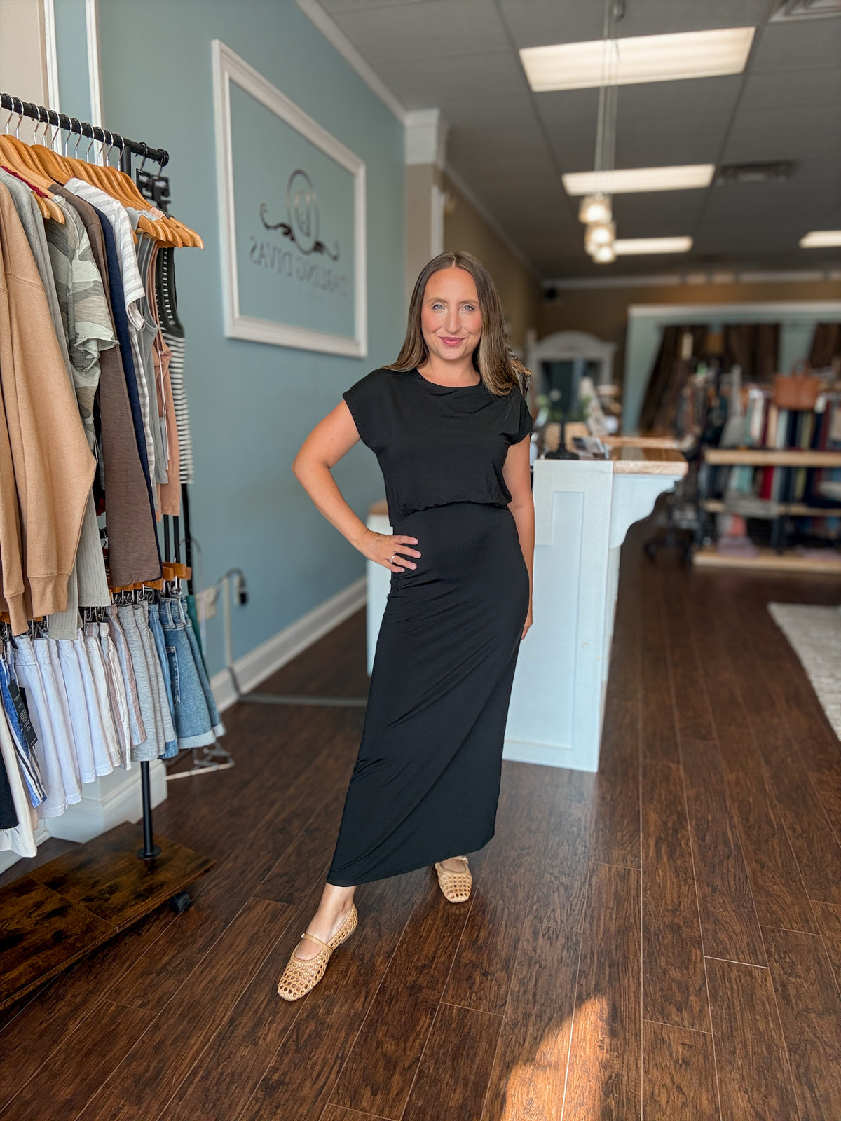 Black Anika Midi Dress