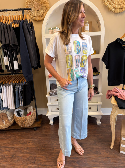 Stride Crop Jean with Embroidered Side